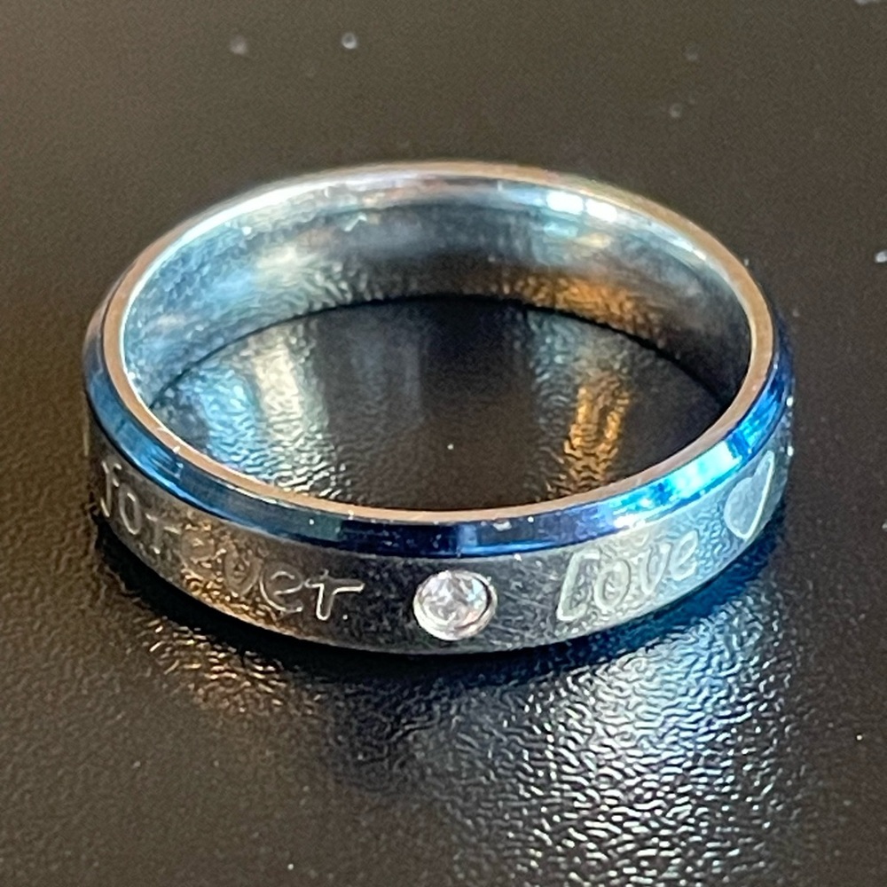 Blue silver forever love ring